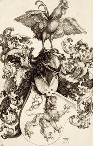 Bir aslan ve bir horoz ile arması by Albrecht Dürer